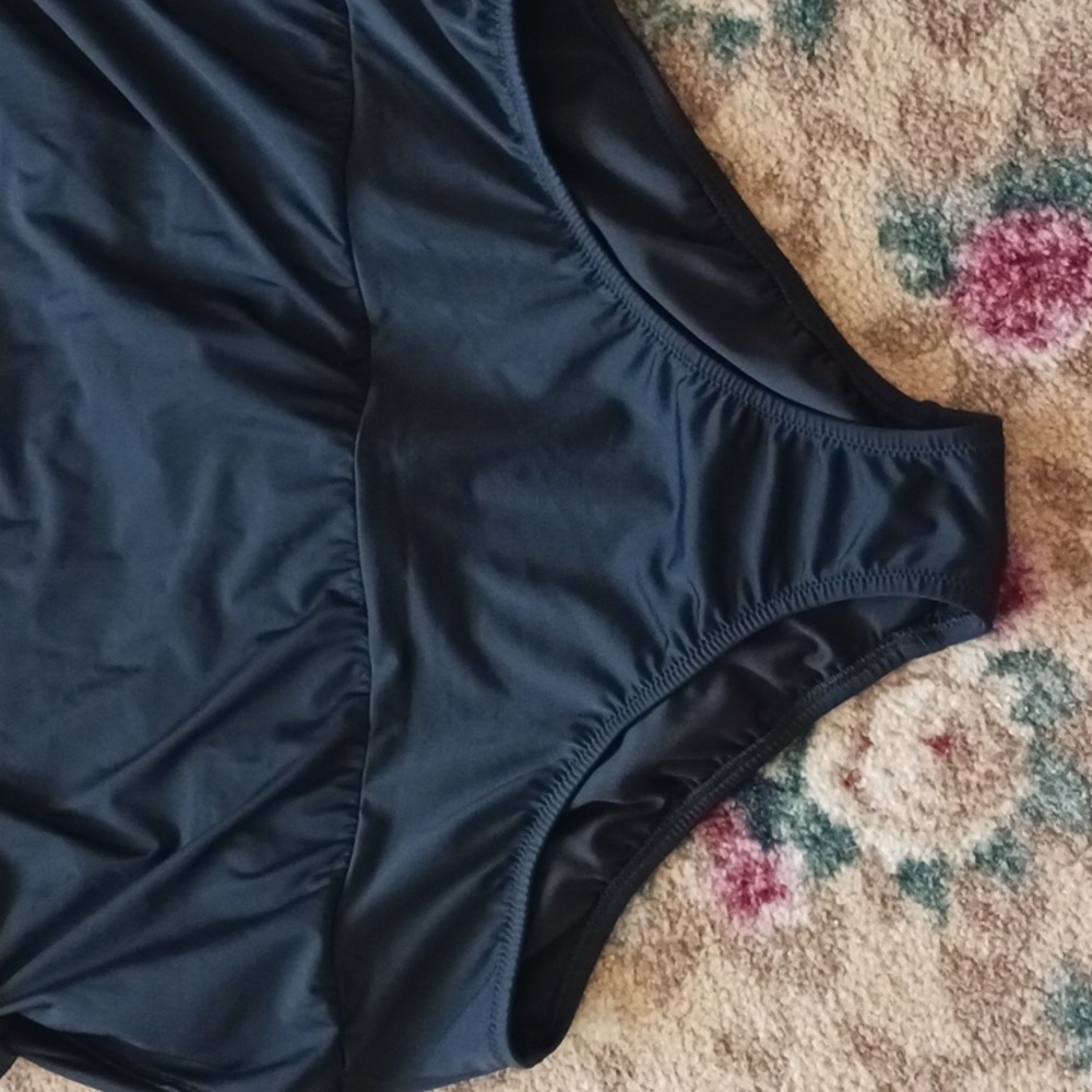 Land's End Swim Bottoms With Skirt Pull On Plus Size Black 22W - Picture 2 of 4